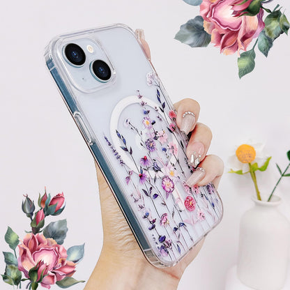 iPhone 14 Case for iPhone 13 Case [Compatible with Magsafe], Cute Flower Gir
