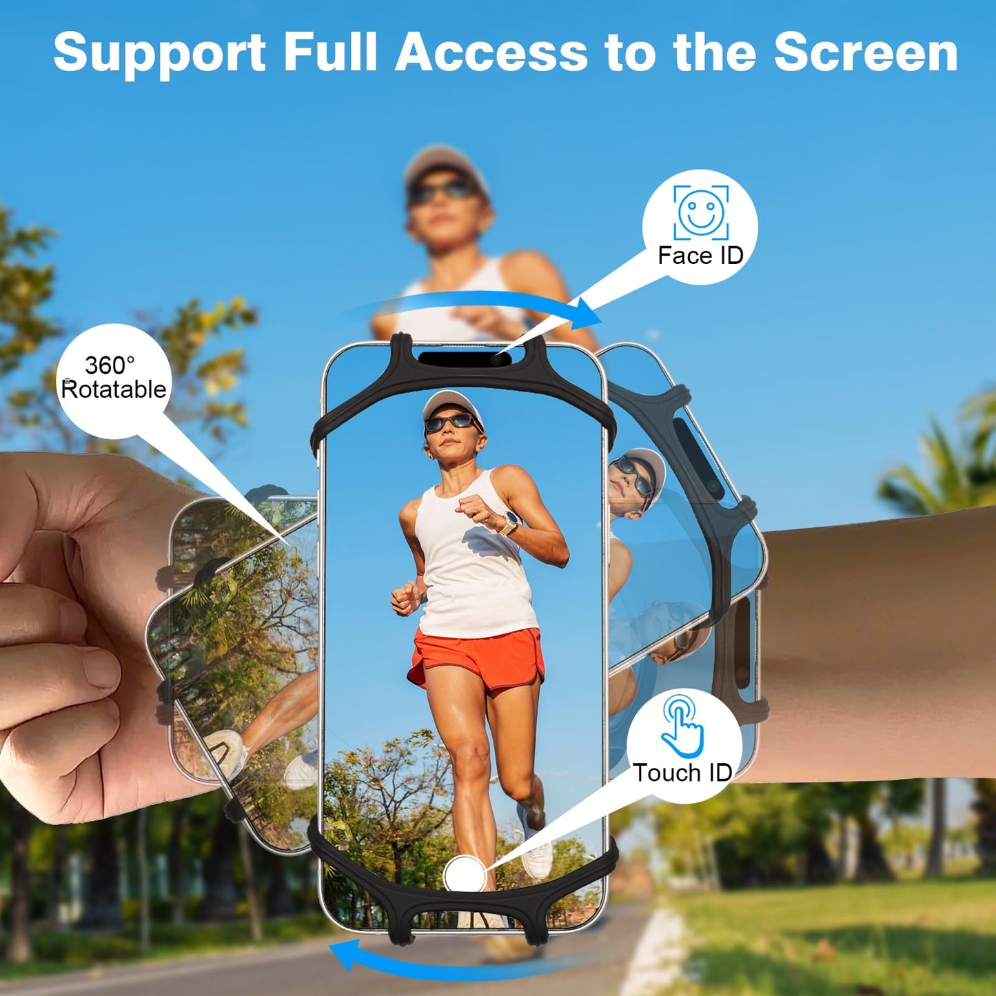 360 Rotatable Phone Armband - Compatible with iPhone 16 15 14 13 Pro Max and Samsung Galaxy