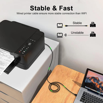 USB-A to USB-B Printer Cable - High Speed USB 2.0 Printer and Scanner Cord