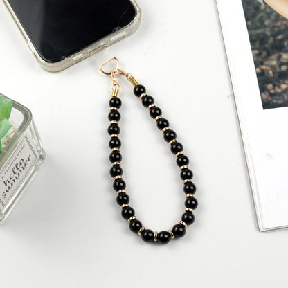 Dragonne de téléphone perlée en marbre avec attache – Cordon bracelet mains libres