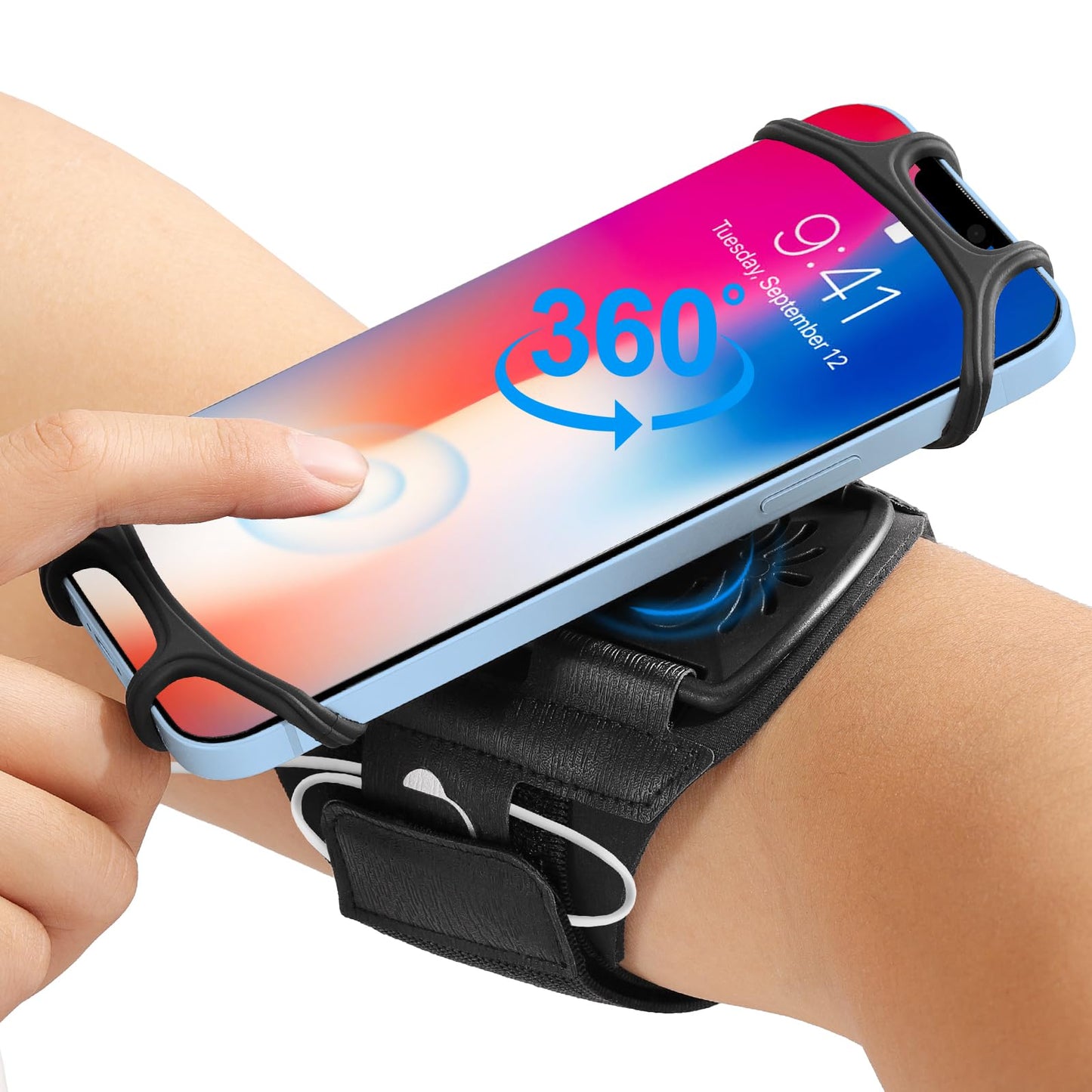 360 Rotatable Phone Armband - Compatible with iPhone 16 15 14 13 Pro Max and Samsung Galaxy