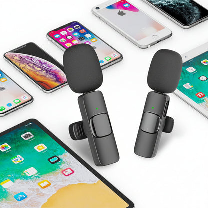 Wireless Lavalier Microphone for iPhone iPad Dual Clip On Mic 2 Pack Lightning