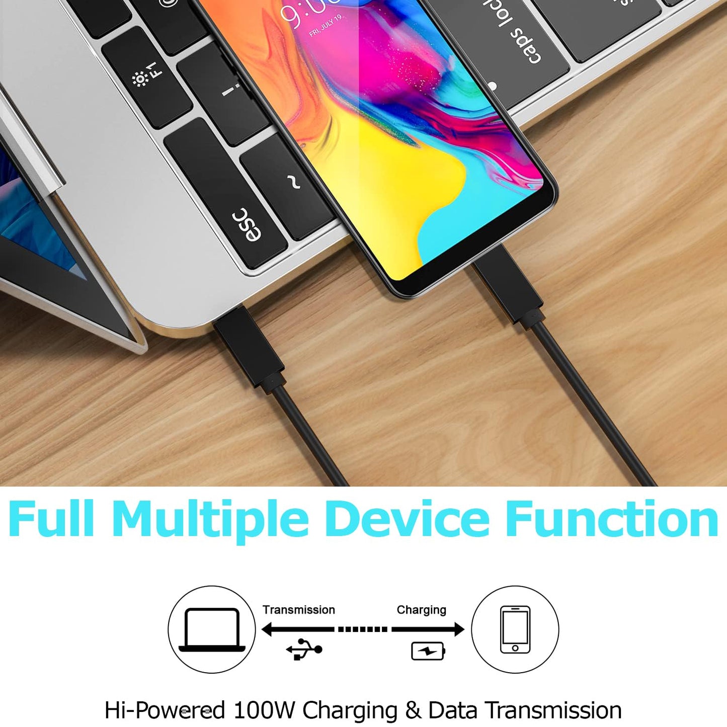 Câble Pro 100W Double Pd/Usb-C/8K Sonim Xp5S Plus Gen4 Données 10Gbps, Hdmi 8/4K, Thu