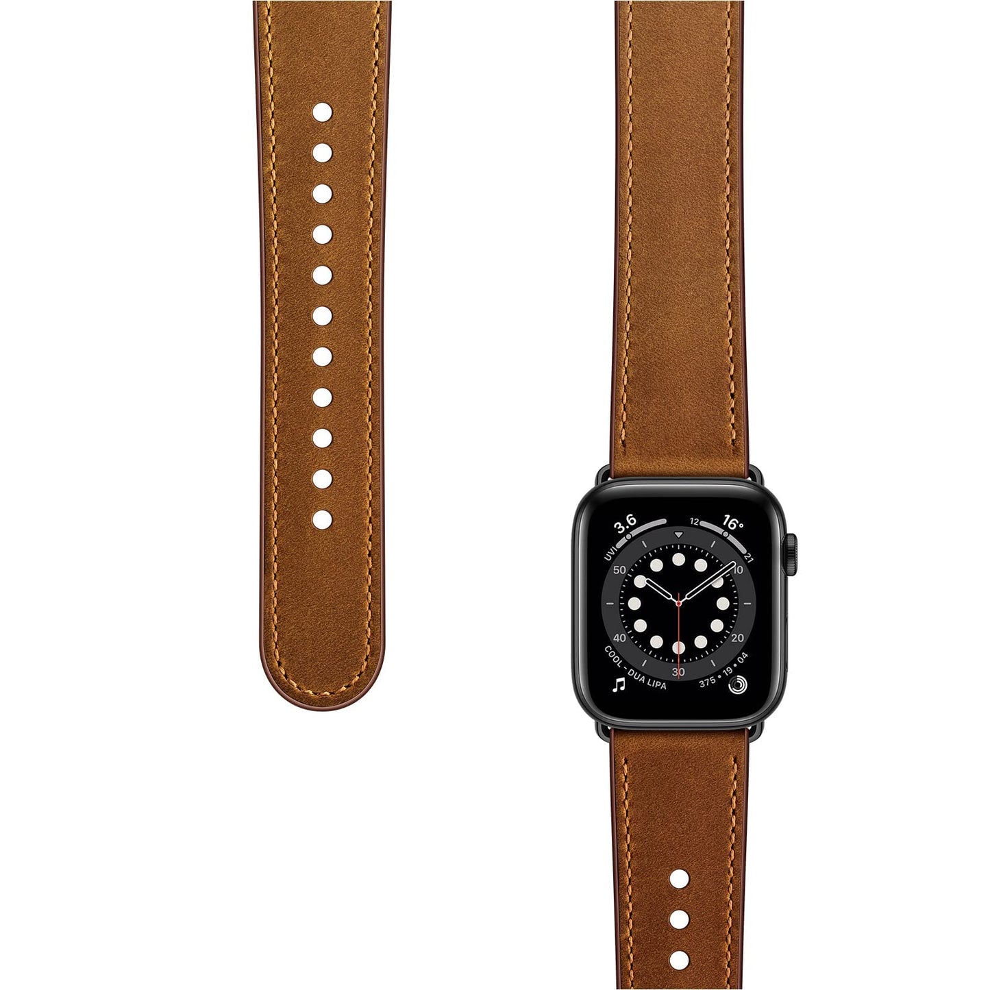 Bracelet de montre en cuir compatible avec Apple Watch 49mm–42mm, Rétro Marron et Noir Re