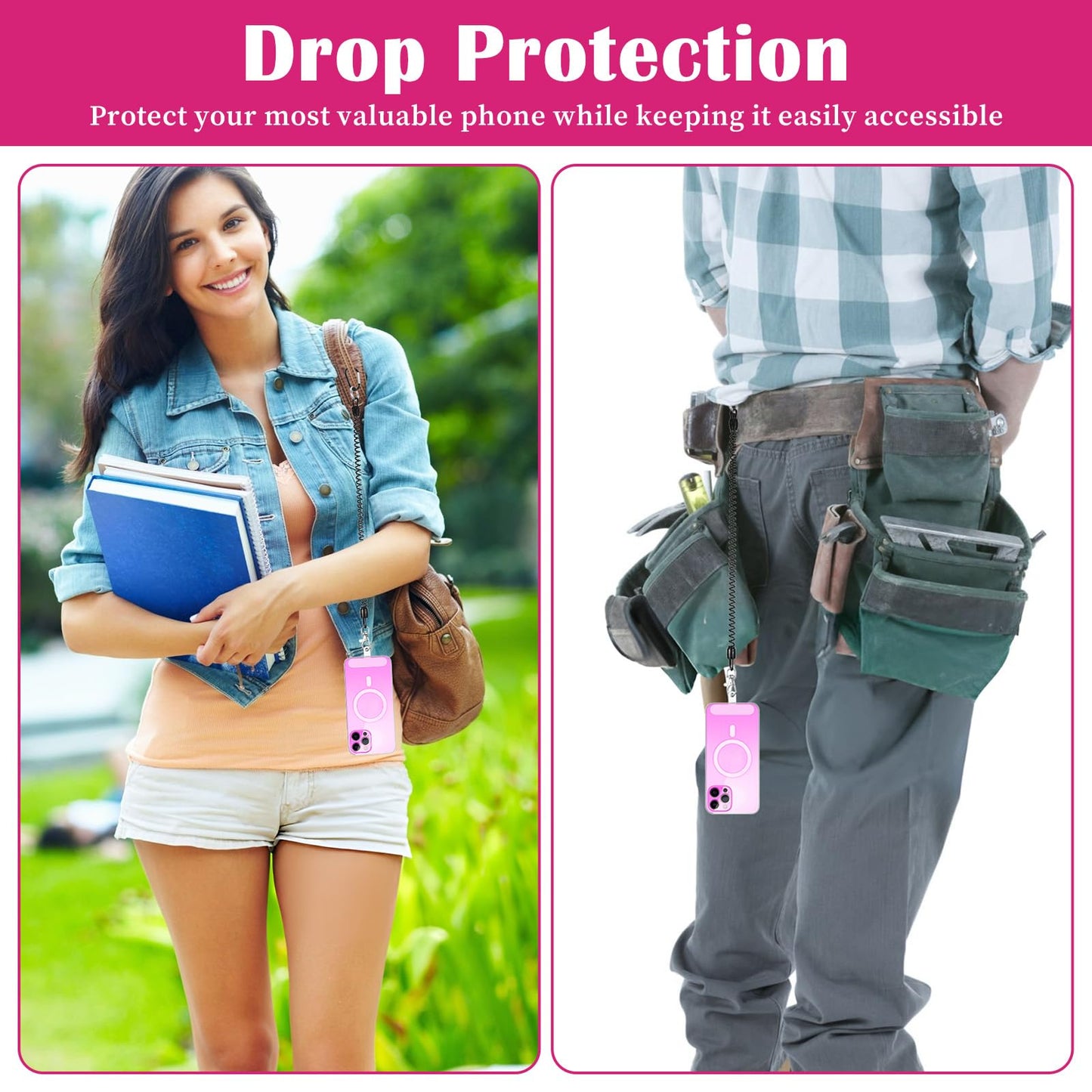 Tether Lanyard 2 Pack — Stretchy Retractable Anti-Drop Anti-Theft Spring Strap w