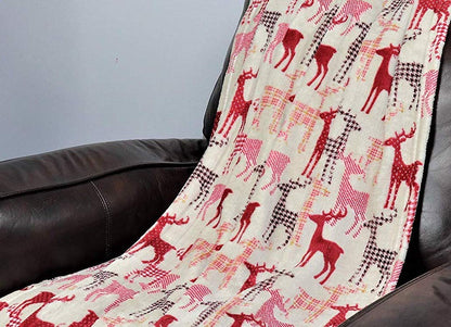 Decor&More Festive Holiday Microplush Throw Blanket (50" x 60") - Reindeer Silhouette