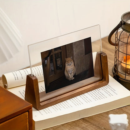 6 Inch Acrylic Photo Frame U Shaped Wood Desktop Picture Frame