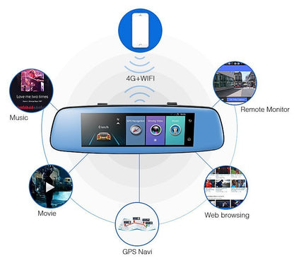 Enregistreur de conduite sur le cloud Android 4G de 8 pouces avec rétroviseur