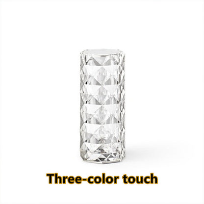 Lampe en cristal nordique USB Lampe de table Chambre tactile variateur Lampe d'ambiance diamant Lampe de projecteur rose Décoration