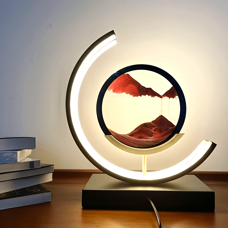 Sandscape Hourglass Table Lamp – Moving Sand Art LED Gift Light for Decor