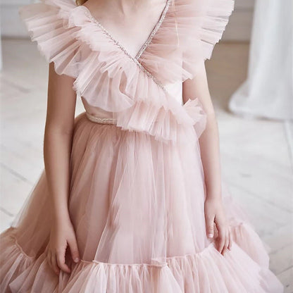 Fée Jupe Fille Poudre Robe Bleue Jupe Robe De Spectacle Petite Traîne