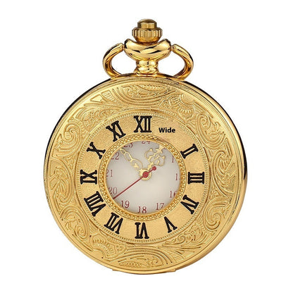 Quartz Pocket Watch Retro Roman Style Hollow-out