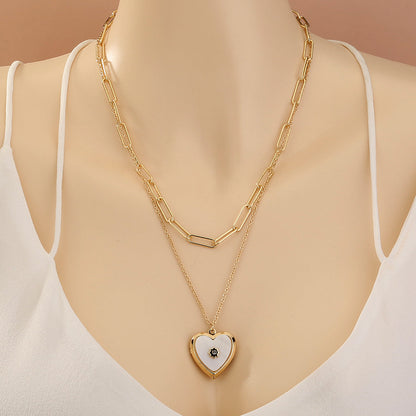 Collar de varias capas apilable con candado dorado, de moda transfronteriza europea y americana, con etiqueta de letras y personalidad, gargantilla para mujer