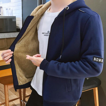 Hooded cardigan top plus size warm jacket
