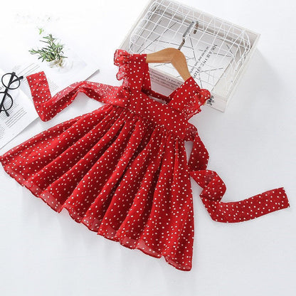 Robe de princesse en mousseline à pois pour enfants