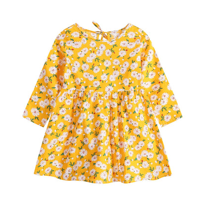 Robe en coton à manches longues à motif floral pour enfants