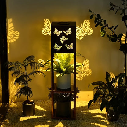Solar Garden Lantern with Flower Stand – LED Outdoor Light with Butterfly & More