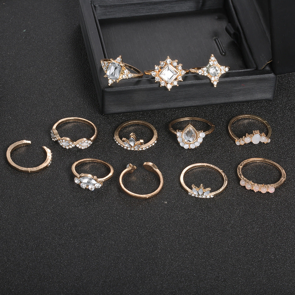 Women's Vintage Water Drop Diamond Ring Suit
