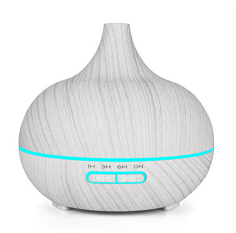 Wood Grain Aromatherapy Humidifier – 550ml Remote Control LED Diffuser