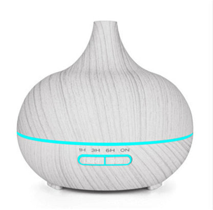 Wood Grain Aromatherapy Humidifier – 550ml Remote Control LED Diffuser