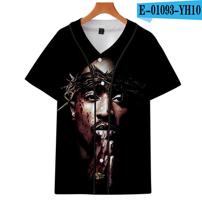 Uniforme de baseball fin imprimé en 3D couleur de Tupac Shakur