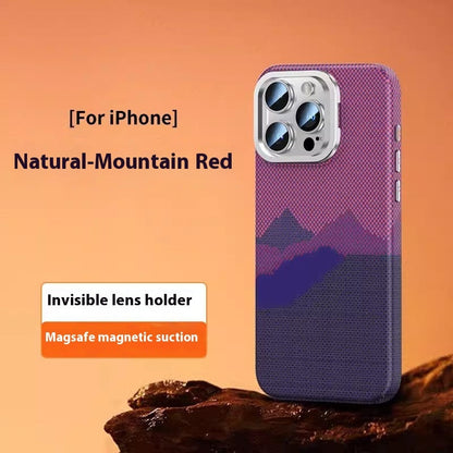 Carbon Fiber Kevlar Magnetic iPhone 15 & 16 Case – Frosted MagSafe-Compatible with Kickstand