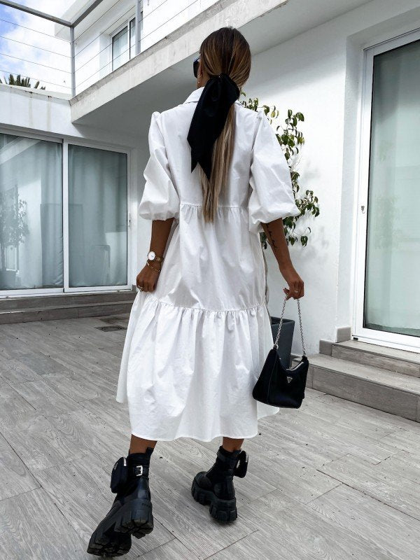 Shirt Lapel Plus Size Loose Swing Dress