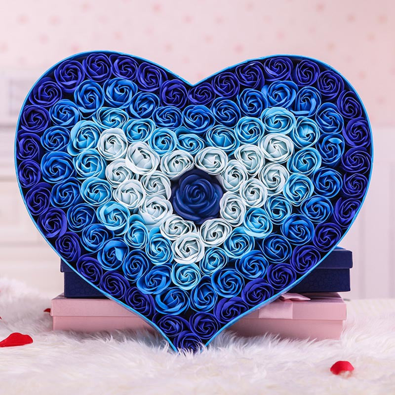 Gradient LED Heart-Shaped Soap Rose Gift Box – Romantic Flower Gift for Valentine's Day, Birthdays & Special Occasions