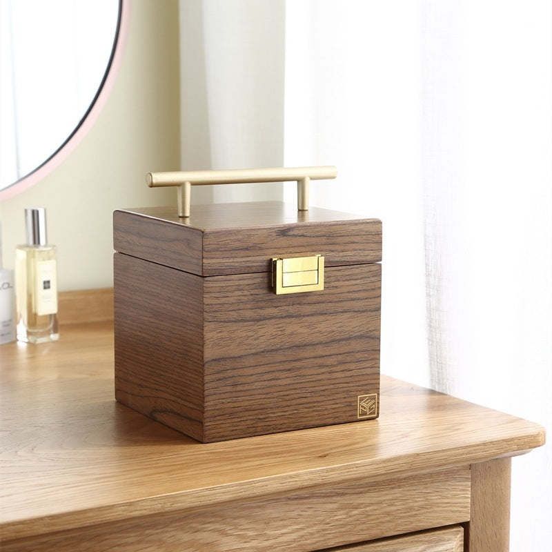 Boîte à bijoux classique en bois de rangement cosmétique