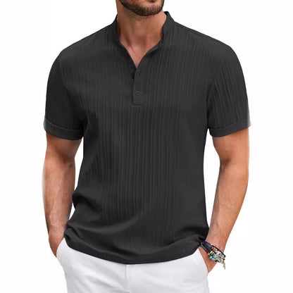 New Men's Retro Cotton And Linen Stripes Loose Shirt