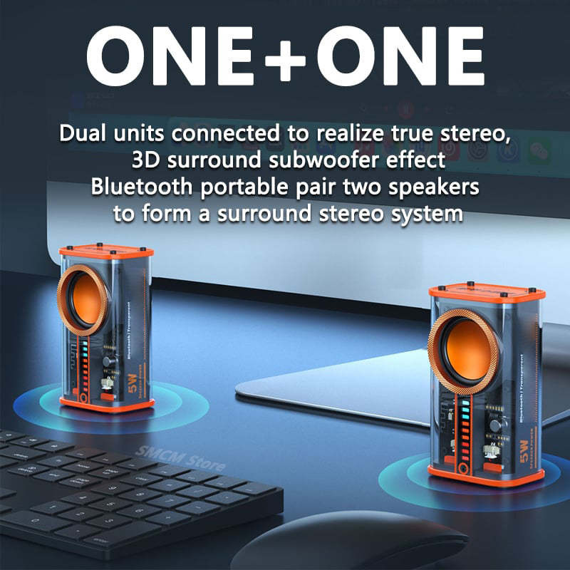 K07 Enceinte Bluetooth sans fil transparente Mecha, lumière sonore, rythme, subwoofer TWS Stéréo, centre de musique Cyberpunk, appel mains libres