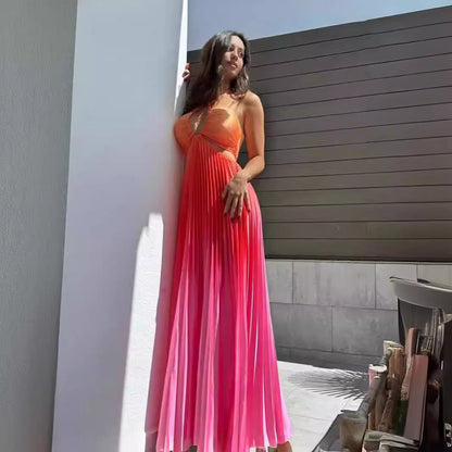 Nouvelle robe licou personnalisée à couleur dégradée, style européen et américain