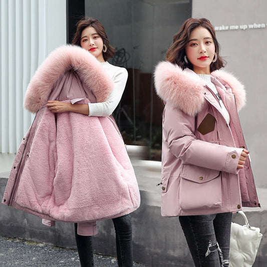 Herramientas para superar la chaqueta acolchada de algodón para mujer, talla grande y de mayor grosor