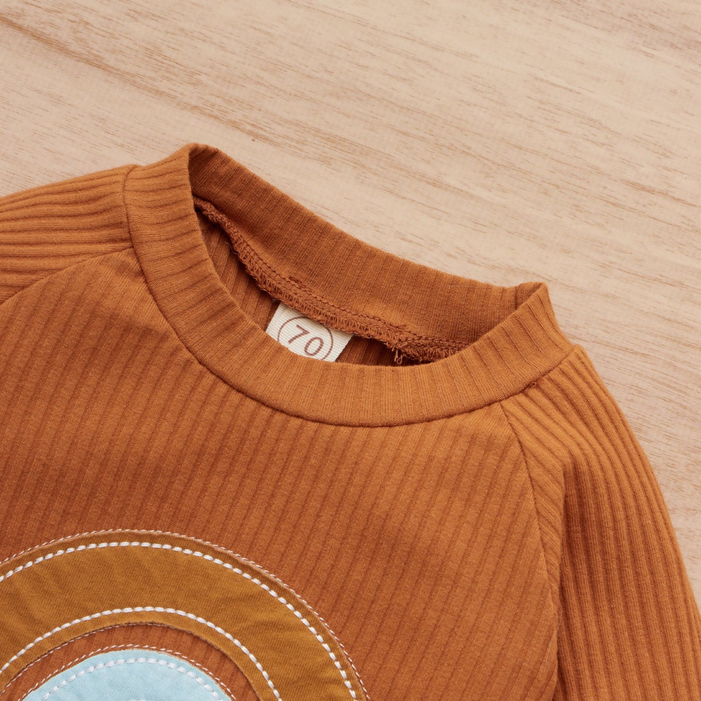 Ensemble Fille Sportif Pull à Manches Longues sans Capuche en Coton Arc-en-ciel et Pantalon