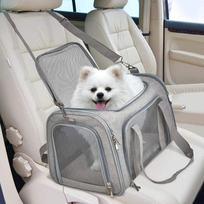 Sac de transport pour chien et chat de petite et moyenne taille (jusqu'à 6,8 kg) – Doux, pliable, pour voyage – Gris