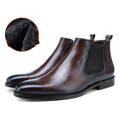 Bottes Martin homme en cuir chaud doublées de velours style britannique
