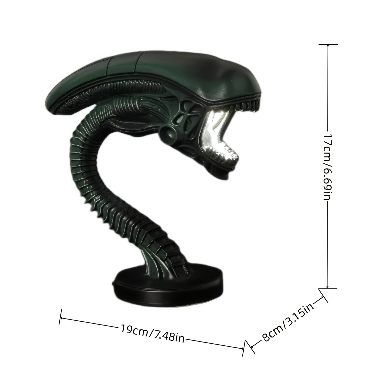 Lampe de bureau USB tête d'extraterrestre – Veilleuse de science-fiction en résine pour chambre, bureau et décoration d'Halloween