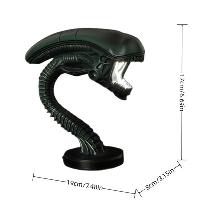 Lampe de bureau USB tête d'extraterrestre – Veilleuse de science-fiction en résine pour chambre, bureau et décoration d'Halloween