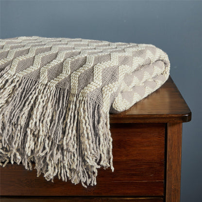 Fashion Knitted Solid Color Sofa Tassel Blanket