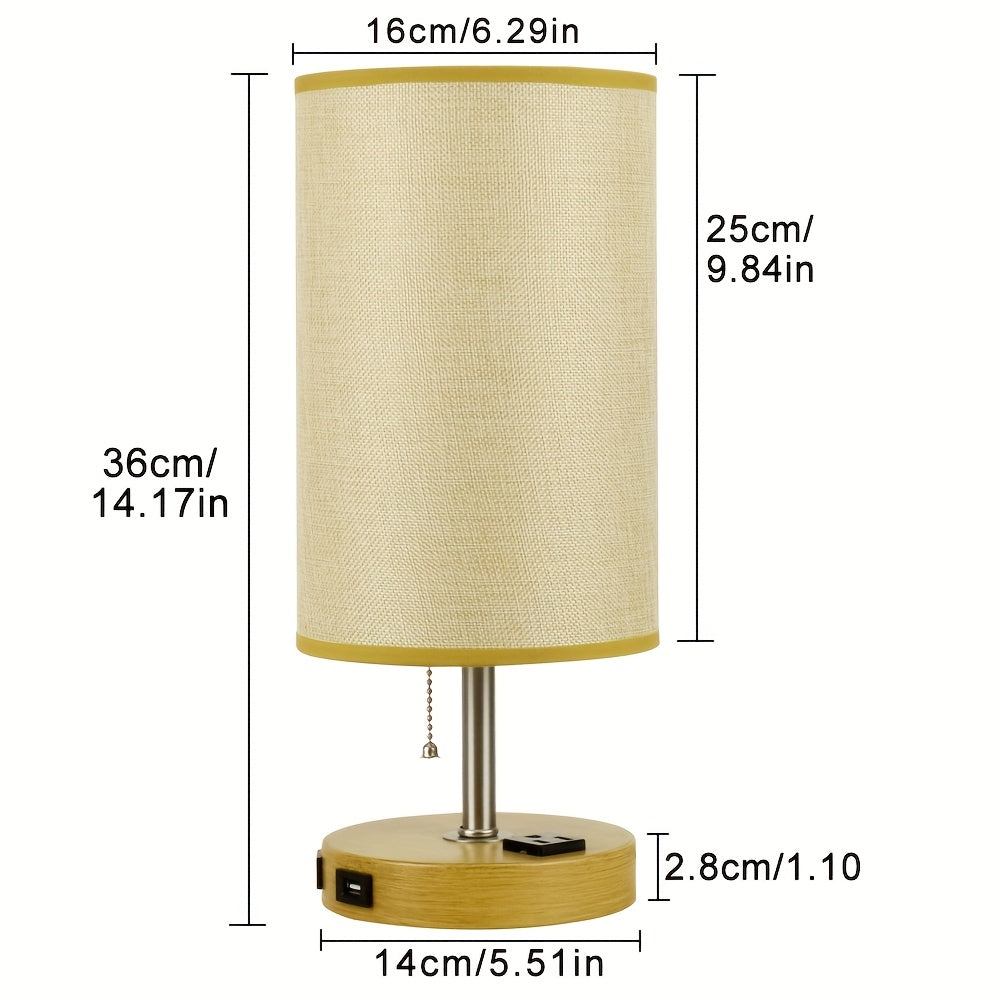 LumaTouch | Touch Table Lamp with USB Outlet and Fabric Shade Bedside Decor