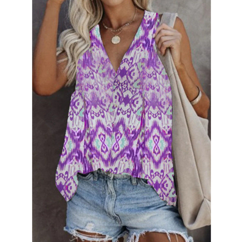 Camiseta sin mangas estampada estilo chaleco de talla grande
