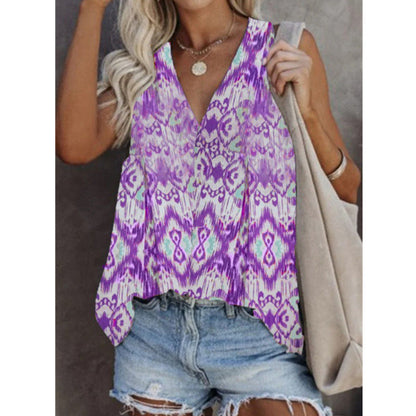 Camiseta sin mangas estampada estilo chaleco de talla grande