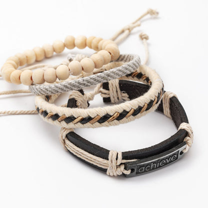 Bracelet quatre pièces personnalisé alphabet mode pour hommes et femmes