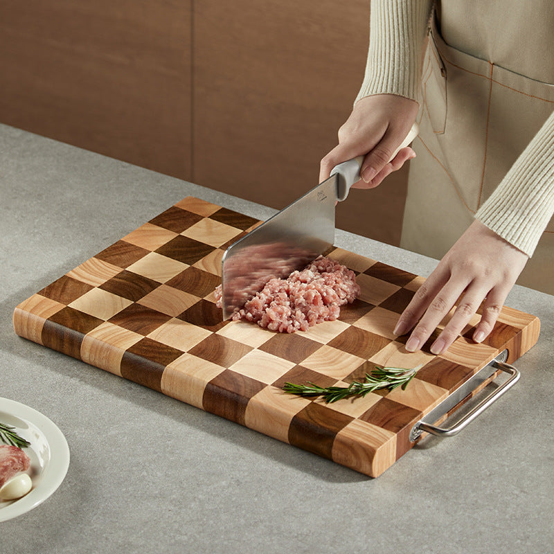 Checkerboard Acacia Wood Cutting Board – Premium Kitchen Essential