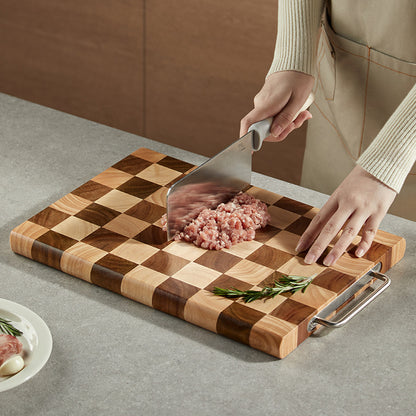 Checkerboard Acacia Wood Cutting Board – Premium Kitchen Essential