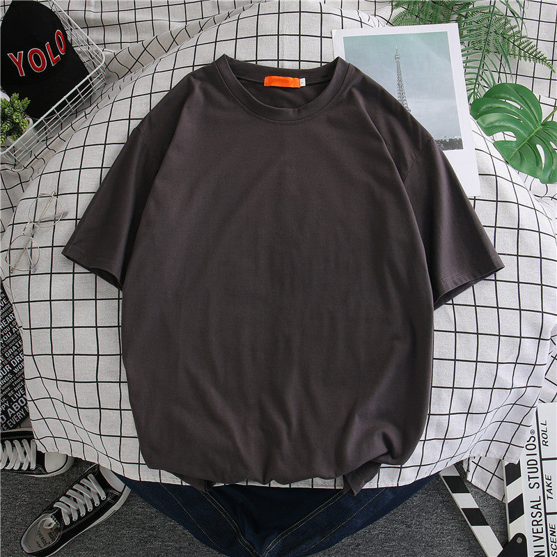 Hong Kong Style Men’s Solid T-Shirt – Loose Mid-Sleeve | S–5XL