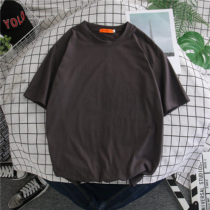 Hong Kong Style Men’s Solid T-Shirt – Loose Mid-Sleeve | S–5XL