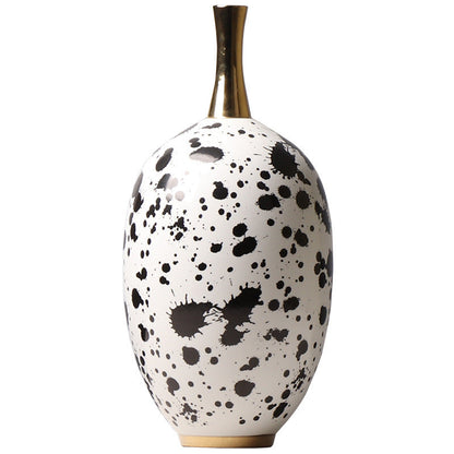 Chinese Ceramic Vase Splash-ink Color Matching Long Neck Flower Device