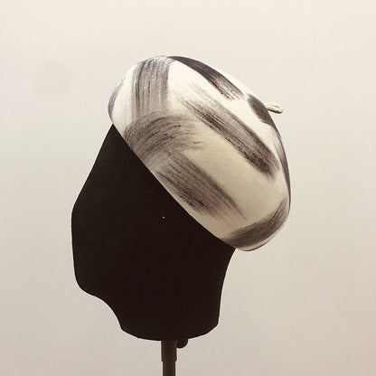 Simple graffiti brush color female wool felt hat