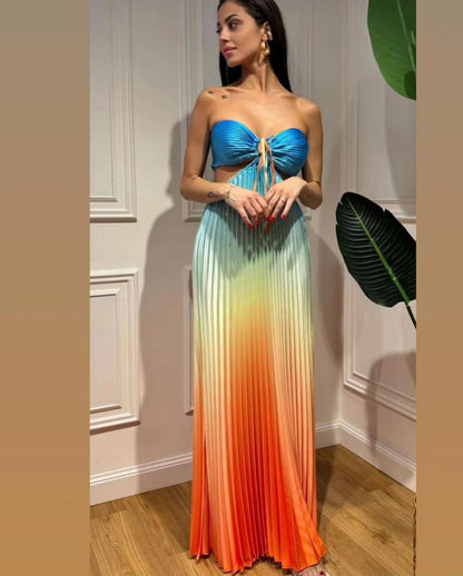 Nouvelle robe licou personnalisée à couleur dégradée, style européen et américain
